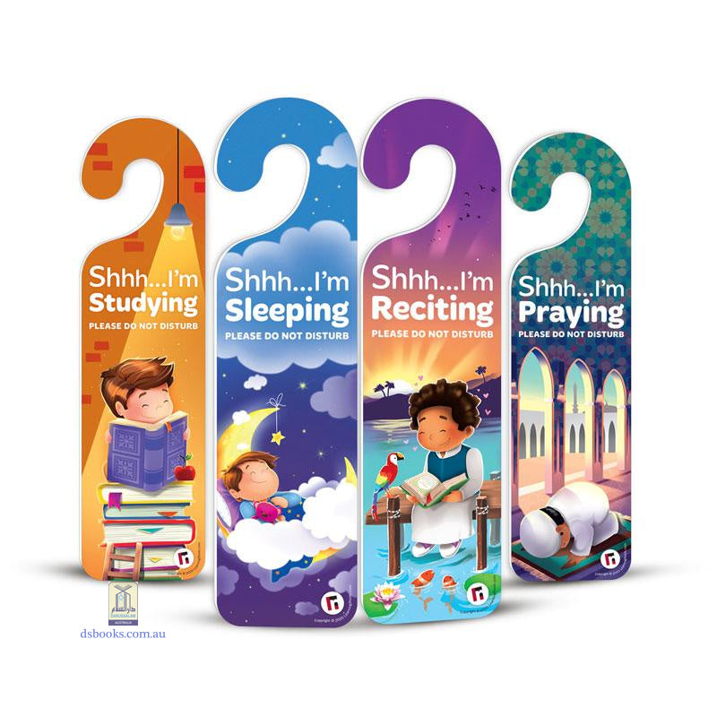 Quiet Please! Pack of 4 Do Not Disturb Signs Door Hangers (Boy)