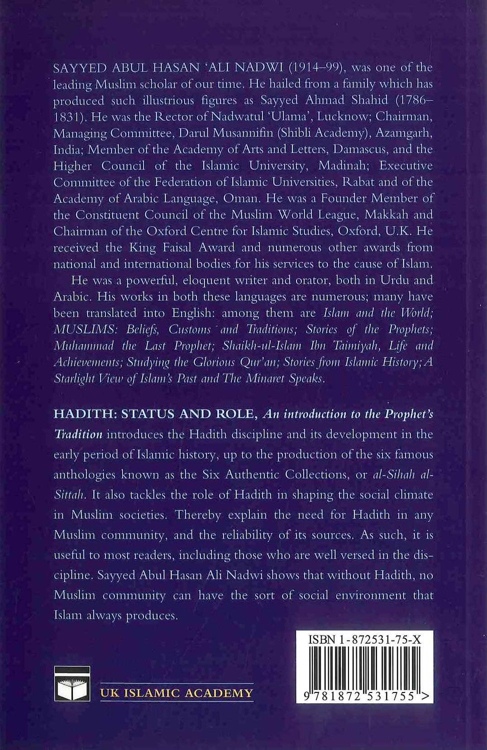 Hadith Status and Role - An Introduction To The Prophet's Tradition