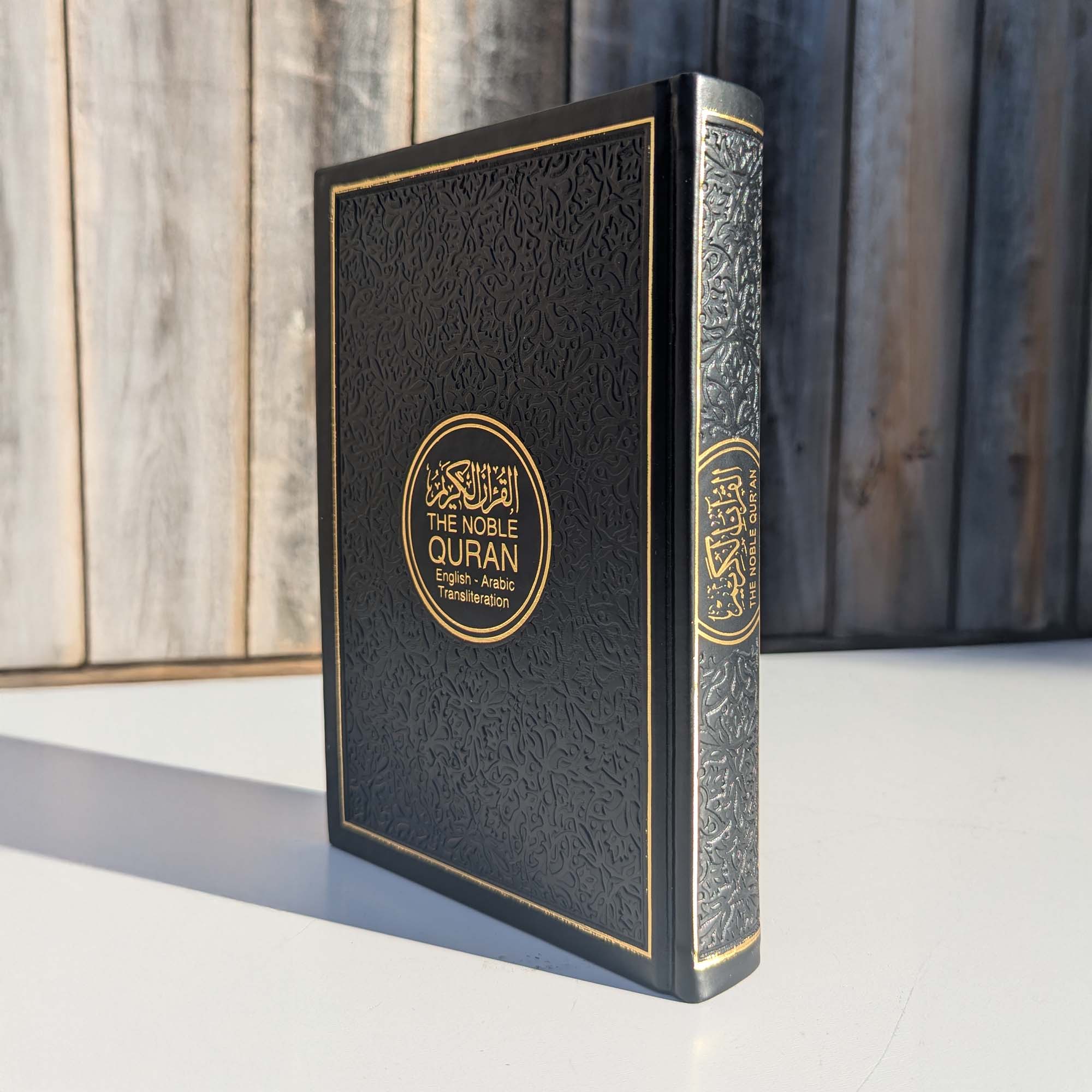 Noble Quran Text, Transliteration and Translation Leather Cover
