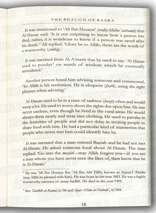 The Beacon of Basra : Etiquette, Wisdom and Asceticism of Hasan Al Basri