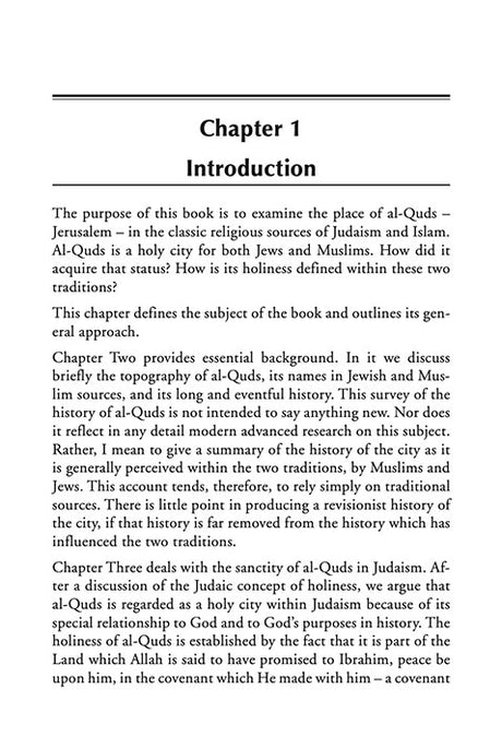 Al-Quds Jerusalem in Classical Judaic and Islamic Traditions