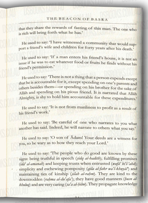 The Beacon of Basra : Etiquette, Wisdom and Asceticism of Hasan Al Basri